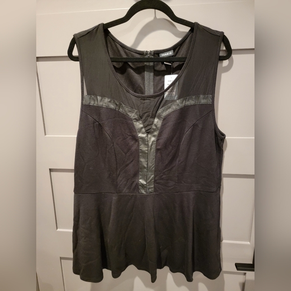 TORRID Mesh Inset & Faux Leather Peplum Top Size 2 - Picture 5 of 13